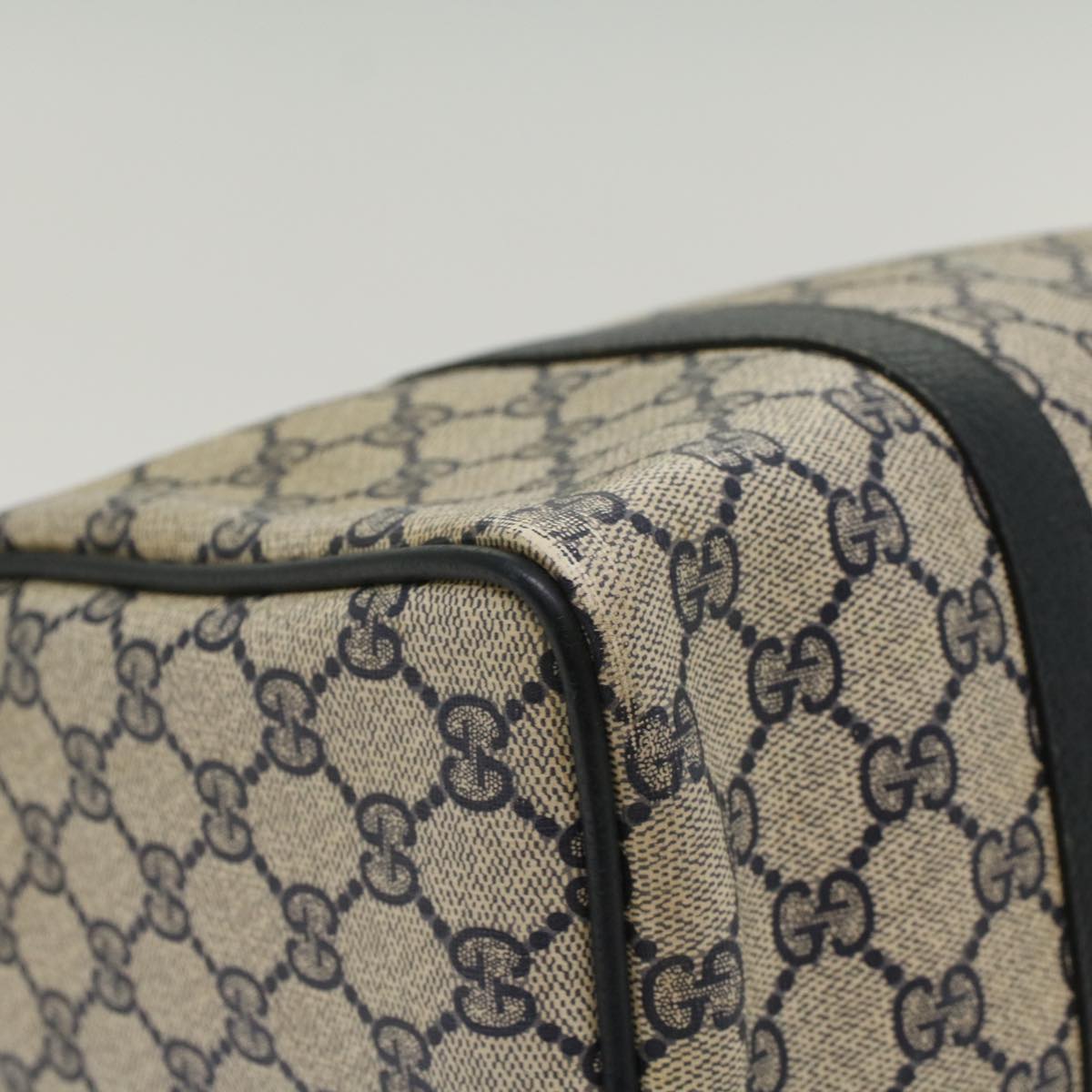 GUCCI GG Canvas Sherry Line Hand Bag PVC Leather Navy Red 53254