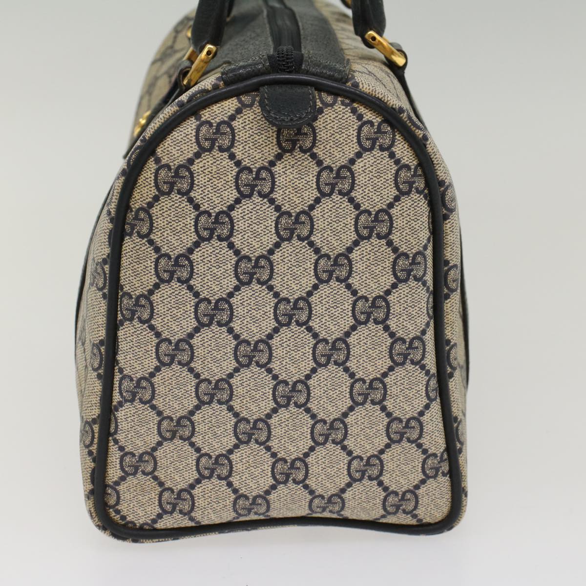GUCCI GG Canvas Sherry Line Hand Bag PVC Leather Navy Red 53254