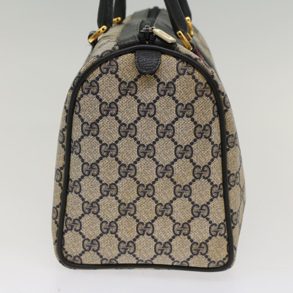 GUCCI GG Canvas Sherry Line Hand Bag PVC Leather Navy Red 53254