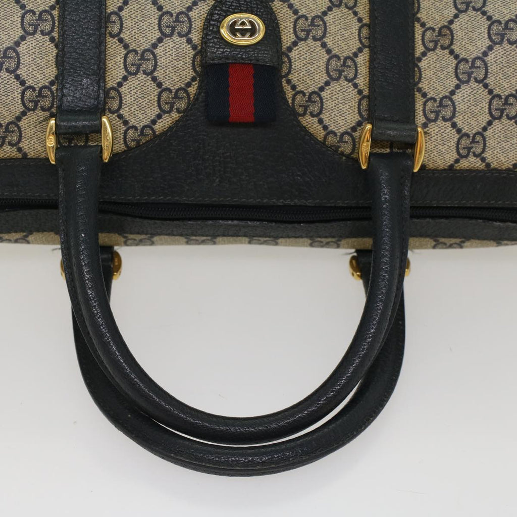 GUCCI GG Canvas Sherry Line Hand Bag PVC Leather Navy Red 53254