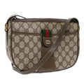 GUCCI GG Canvas Web Sherry Line Shoulder Bag PVC Leather Beige Green 53255