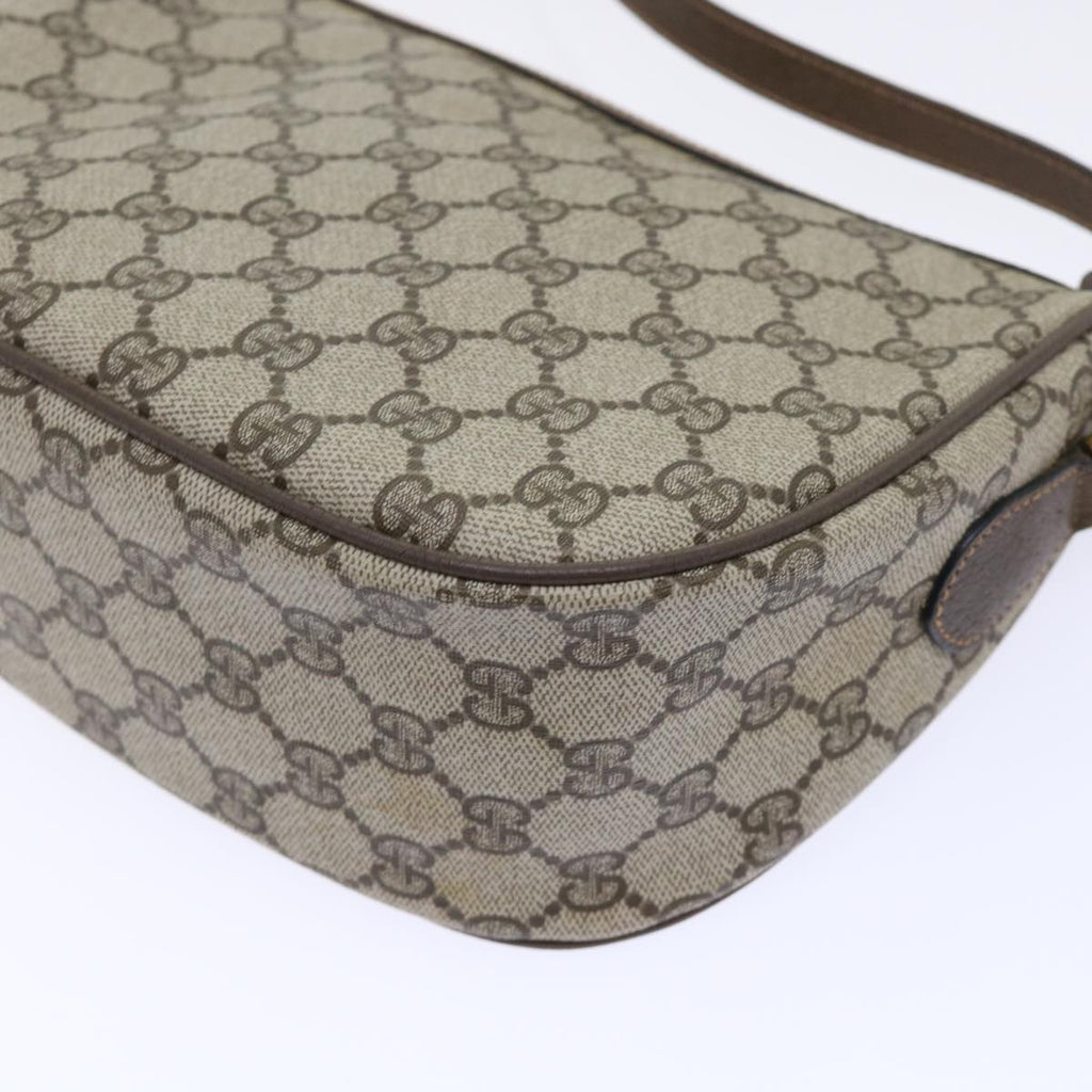 GUCCI GG Canvas Web Sherry Line Shoulder Bag PVC Leather Beige Green 53255