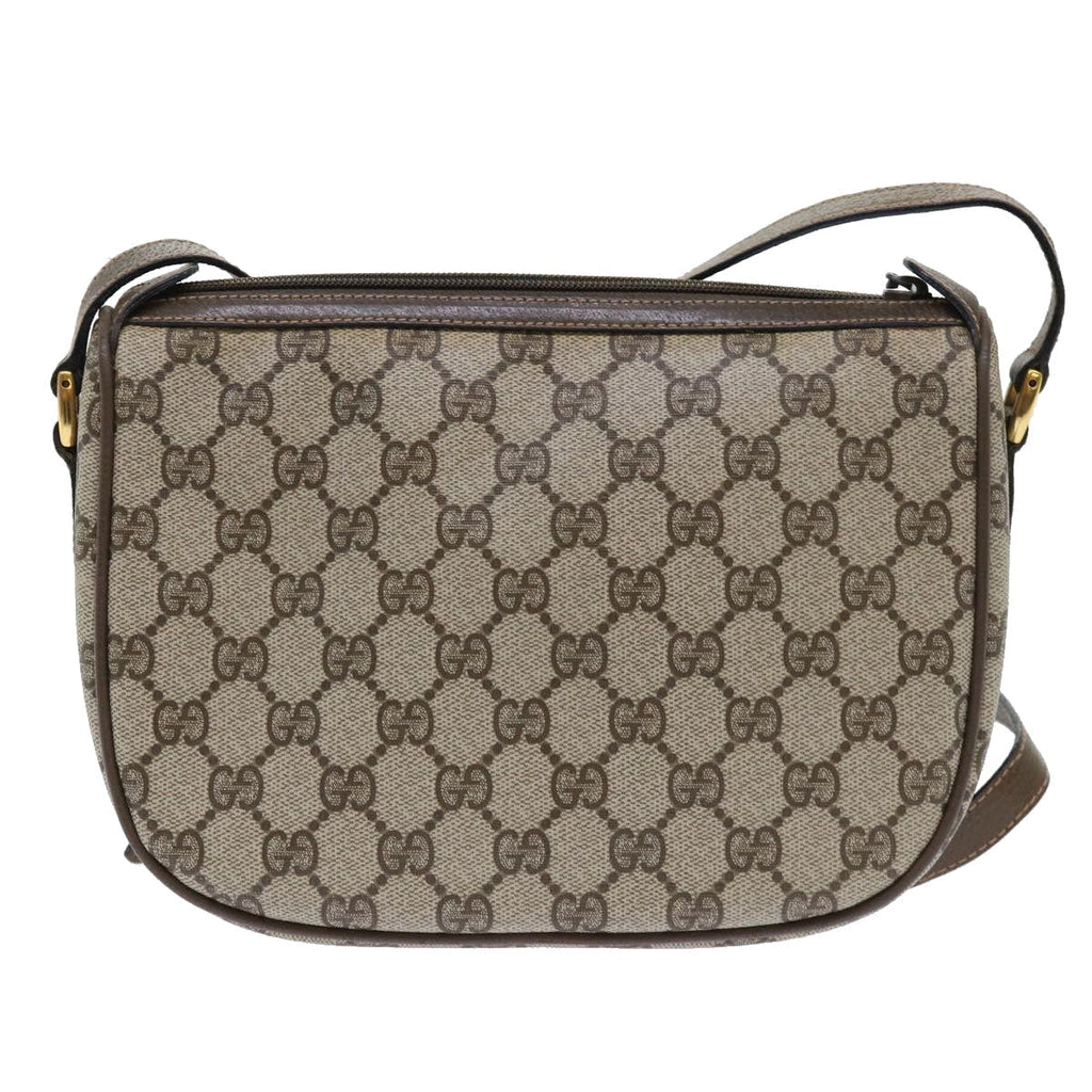 GUCCI GG Canvas Web Sherry Line Shoulder Bag PVC Leather Beige Green 53255