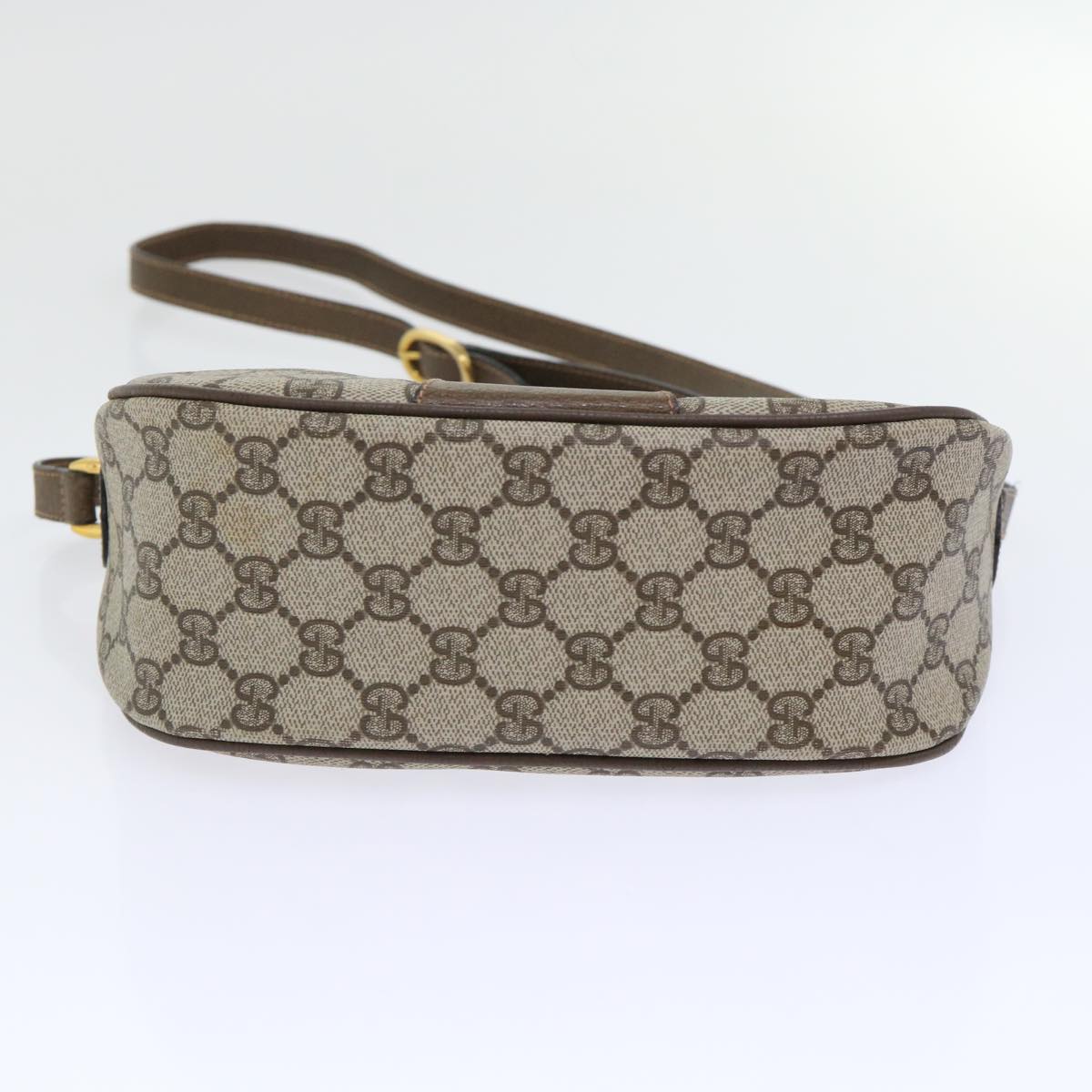 GUCCI GG Canvas Web Sherry Line Shoulder Bag PVC Leather Beige Green 53255