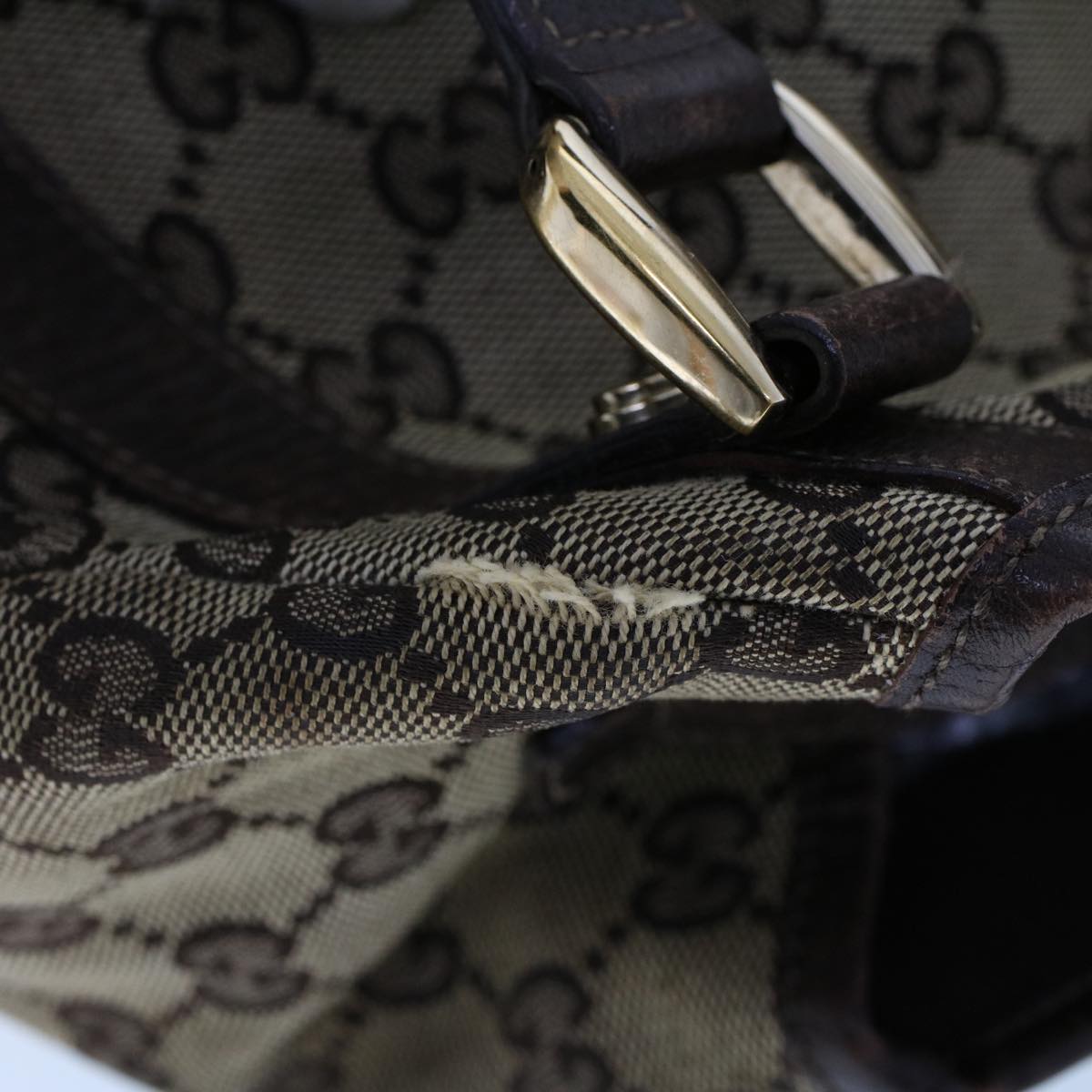 GUCCI GG Canvas Tote Bag Beige Brown 53263