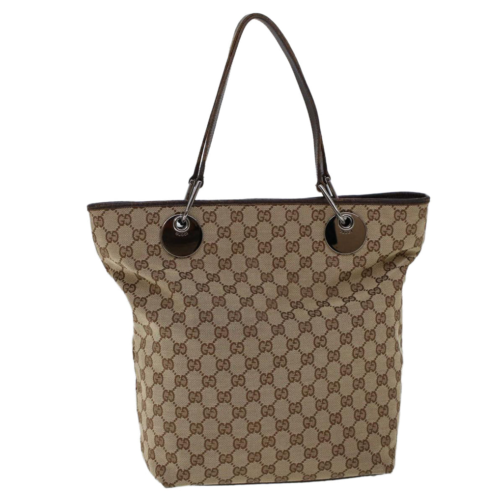 GUCCI GG Canvas Tote Bag Beige Brown 53265