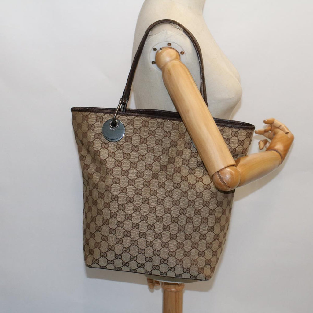 GUCCI GG Canvas Tote Bag Beige Brown 53265