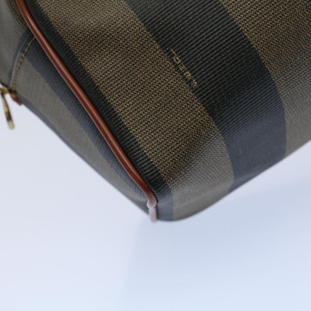 FENDI Pecan Canvas Hand Bag Brown Black 53341