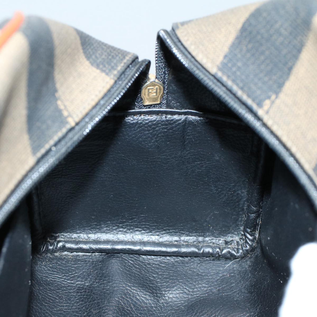 FENDI Pecan Canvas Hand Bag Brown Black 53341