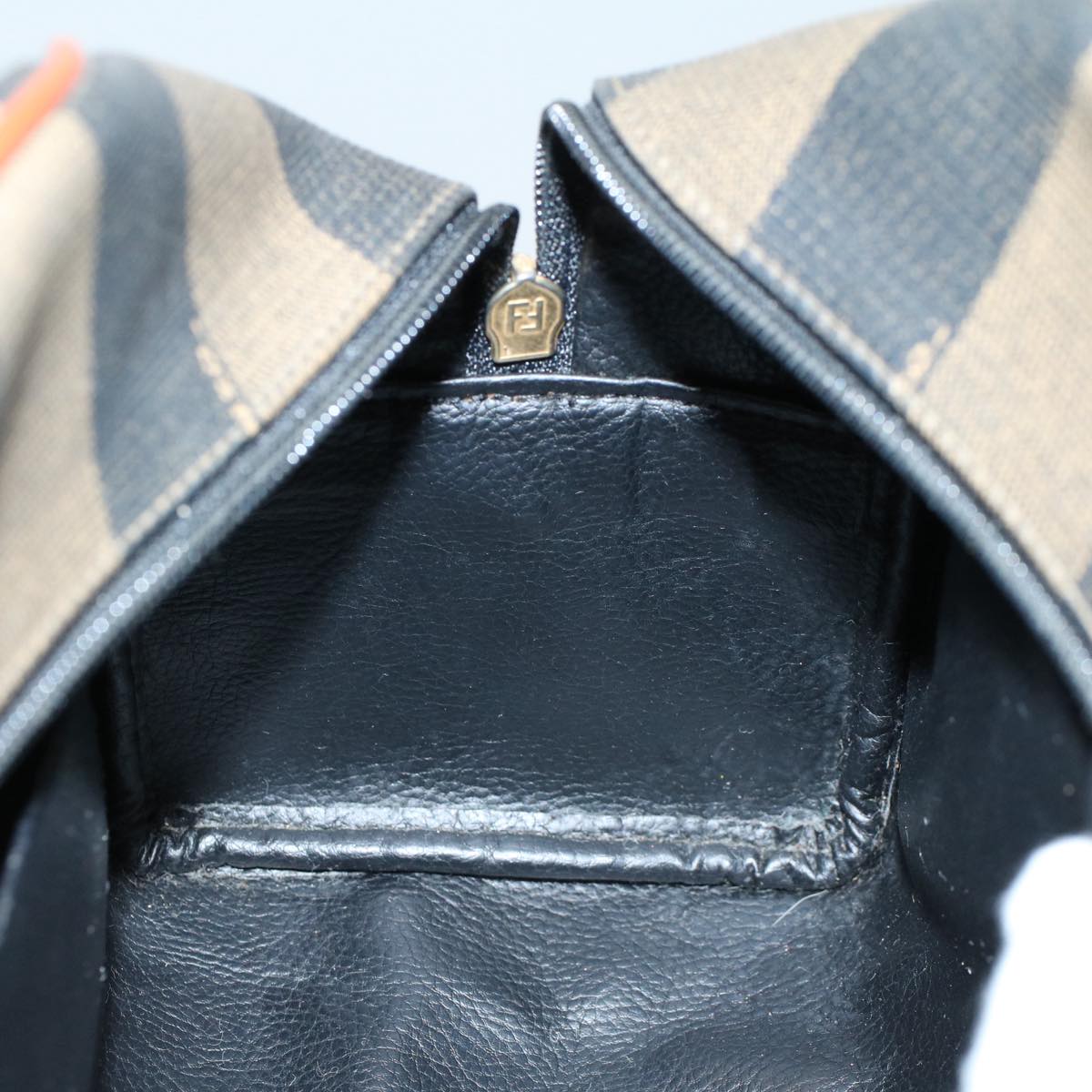 FENDI Pecan Canvas Hand Bag Brown Black 53341