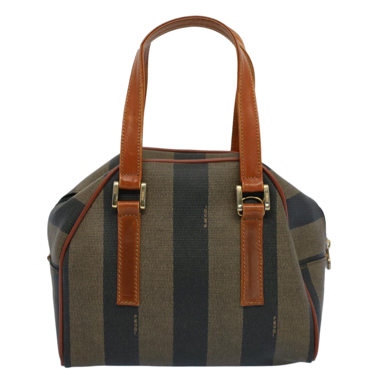 FENDI Pecan Canvas Hand Bag Brown Black 53341