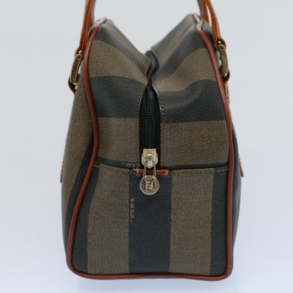 FENDI Pecan Canvas Hand Bag Brown Black 53341