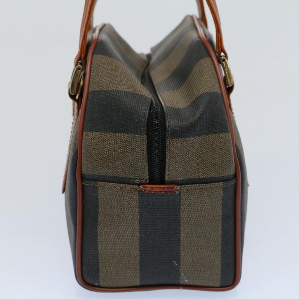 FENDI Pecan Canvas Hand Bag Brown Black 53341