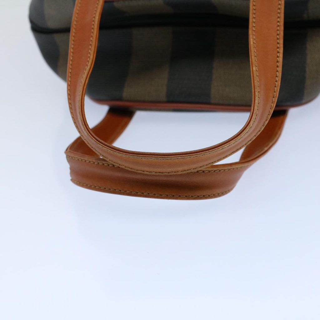 FENDI Pecan Canvas Hand Bag Brown Black 53341