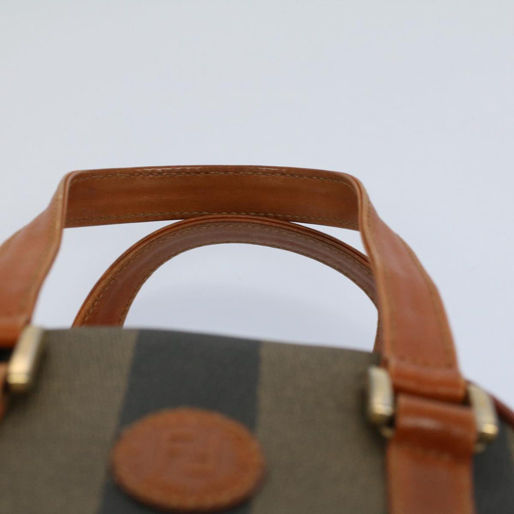 FENDI Pecan Canvas Hand Bag Brown Black 53341