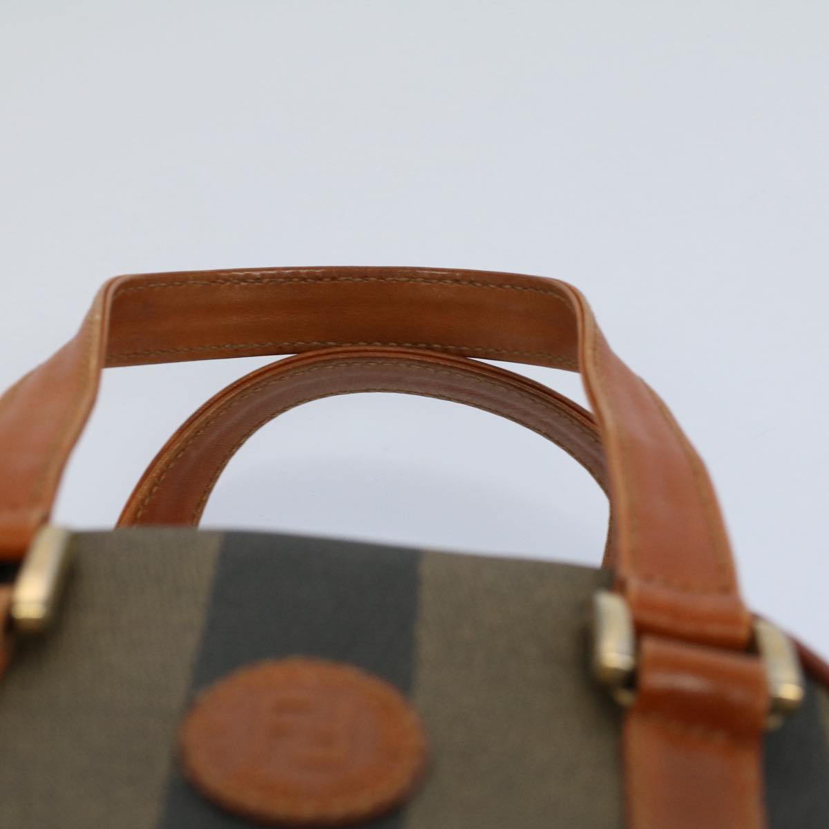 FENDI Pecan Canvas Hand Bag Brown Black 53341