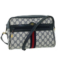 GUCCI GG Canvas Sherry Line Shoulder Bag Gray Red Navy 010 378 53344