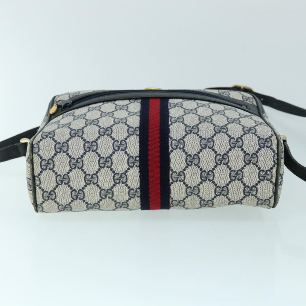 GUCCI GG Canvas Sherry Line Shoulder Bag Gray Red Navy 010 378 53344