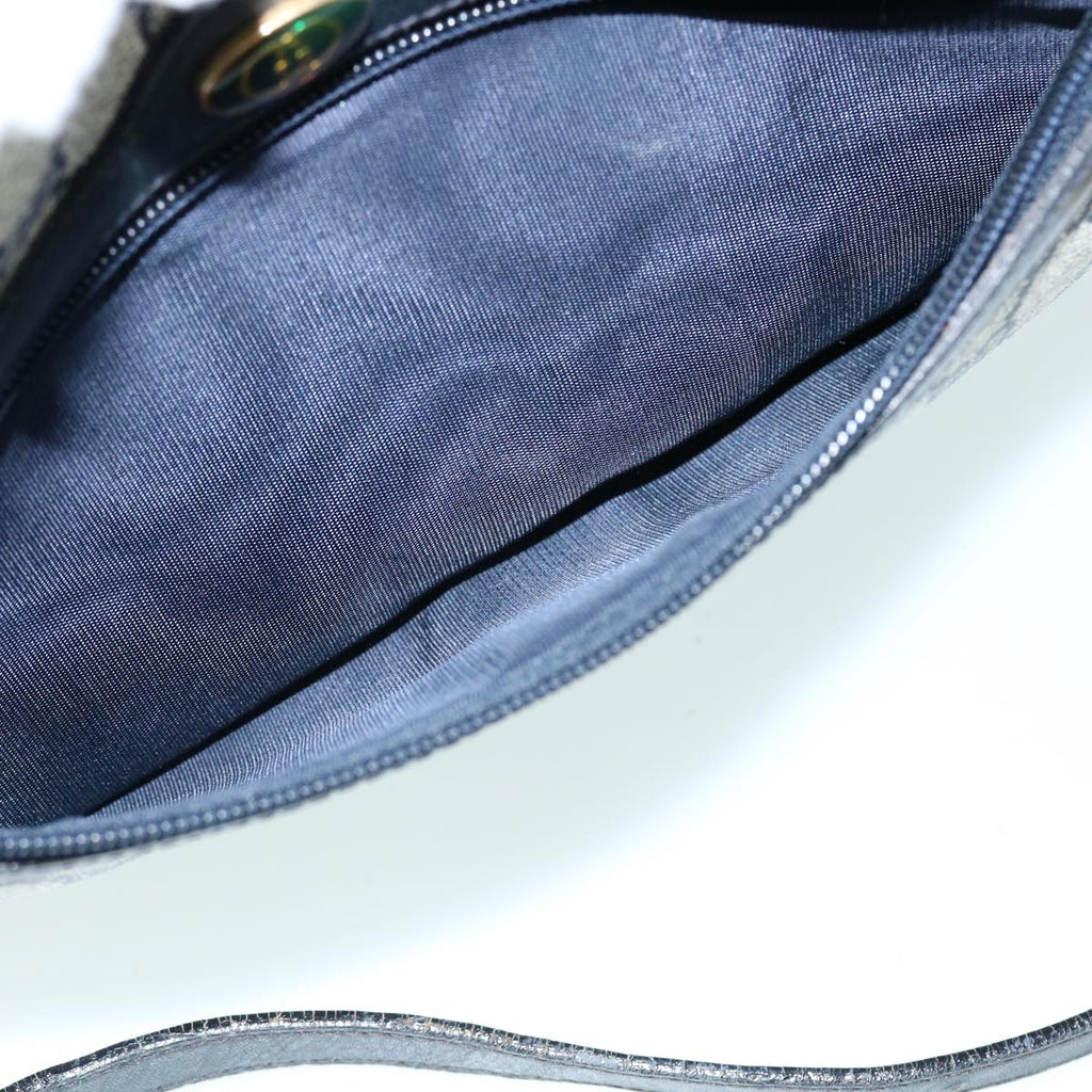 GUCCI GG Canvas Sherry Line Shoulder Bag Gray Red Navy 010 378 53344
