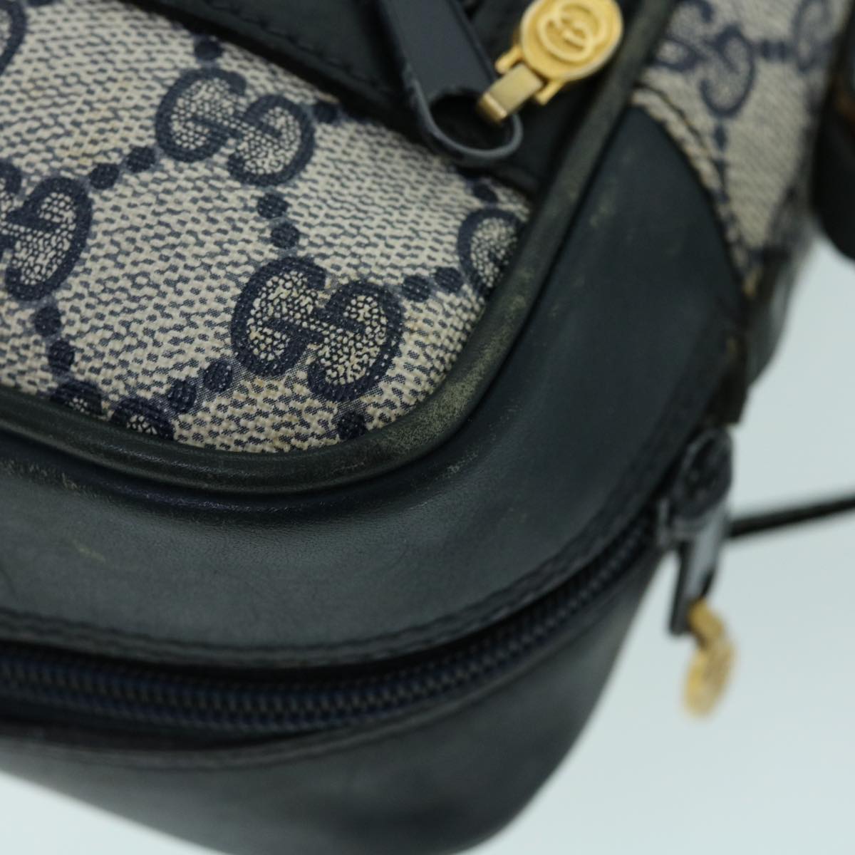 GUCCI GG Canvas Sherry Line Shoulder Bag Gray Red Navy 010 378 53344