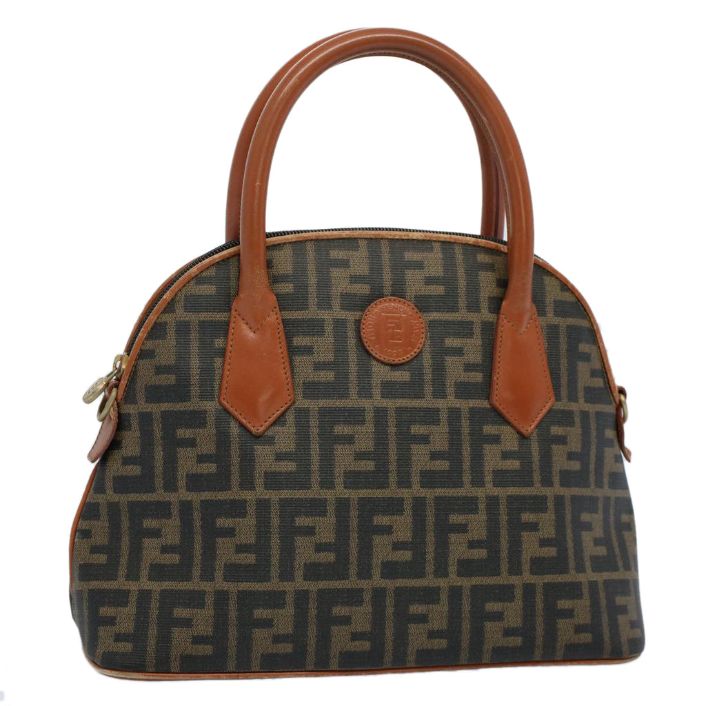 FENDI Zucca Canvas Hand Bag Black Brown 53345