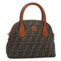 FENDI Zucca Canvas Hand Bag Black Brown 53345