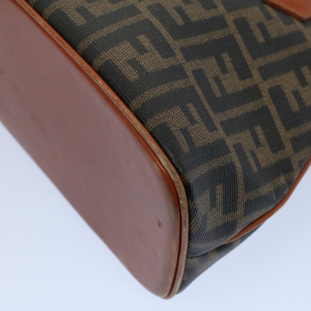 FENDI Zucca Canvas Hand Bag Black Brown 53345