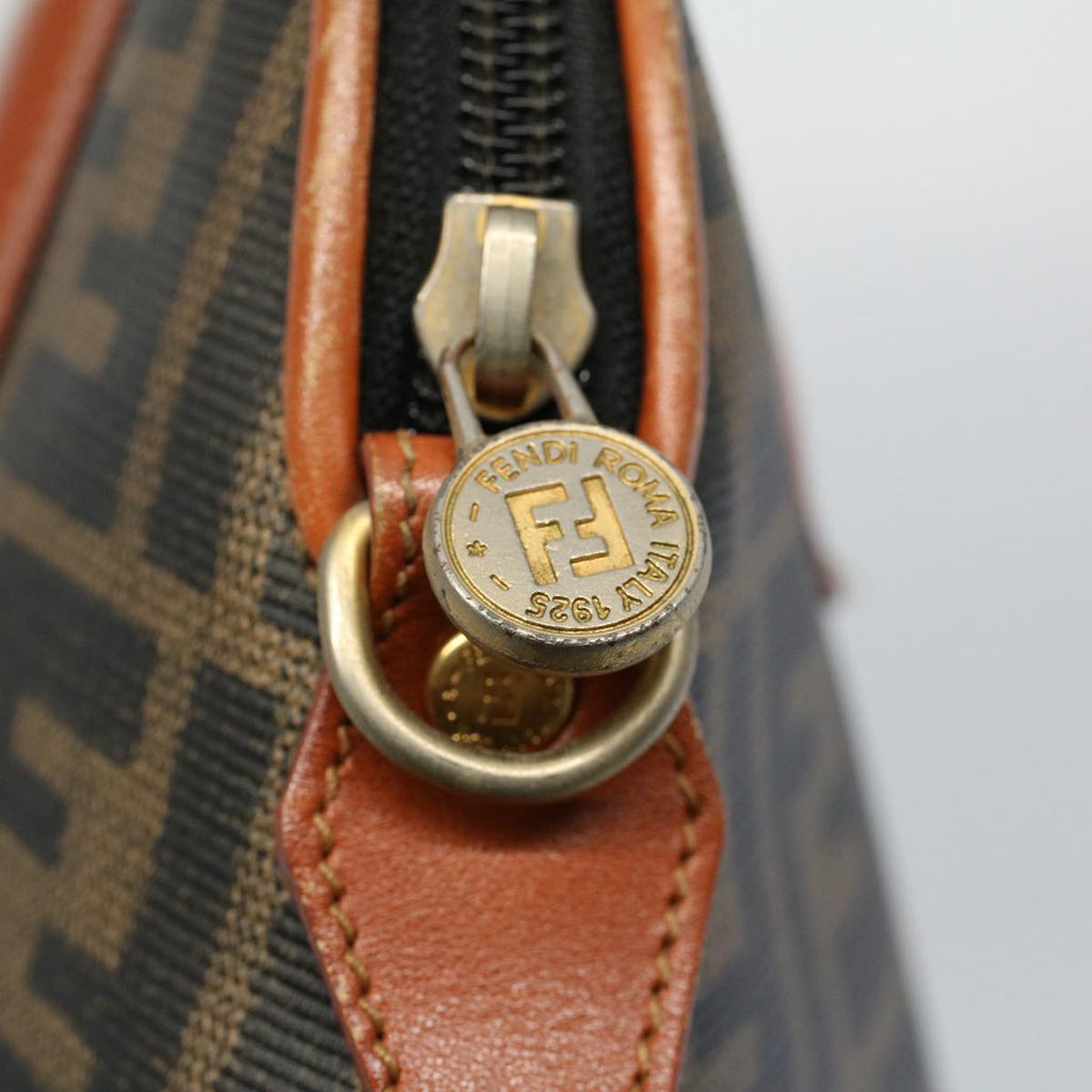 FENDI Zucca Canvas Hand Bag Black Brown 53345