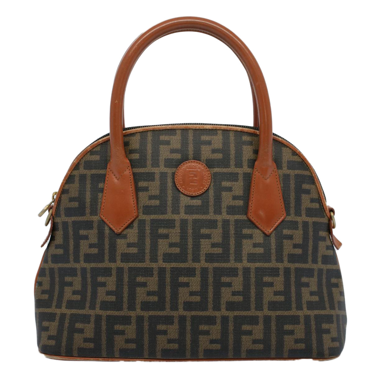 FENDI Zucca Canvas Hand Bag Black Brown 53345