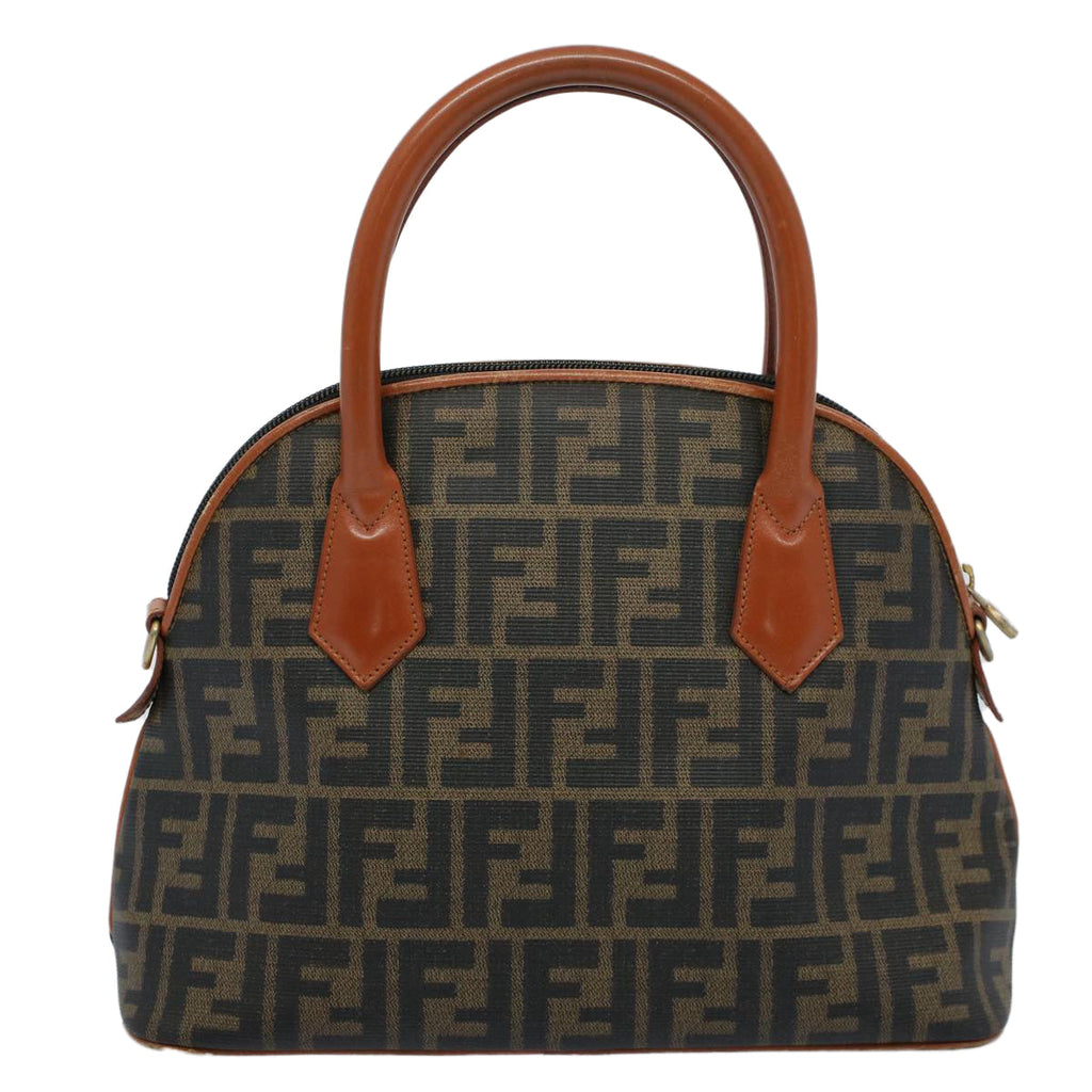 FENDI Zucca Canvas Hand Bag Black Brown 53345