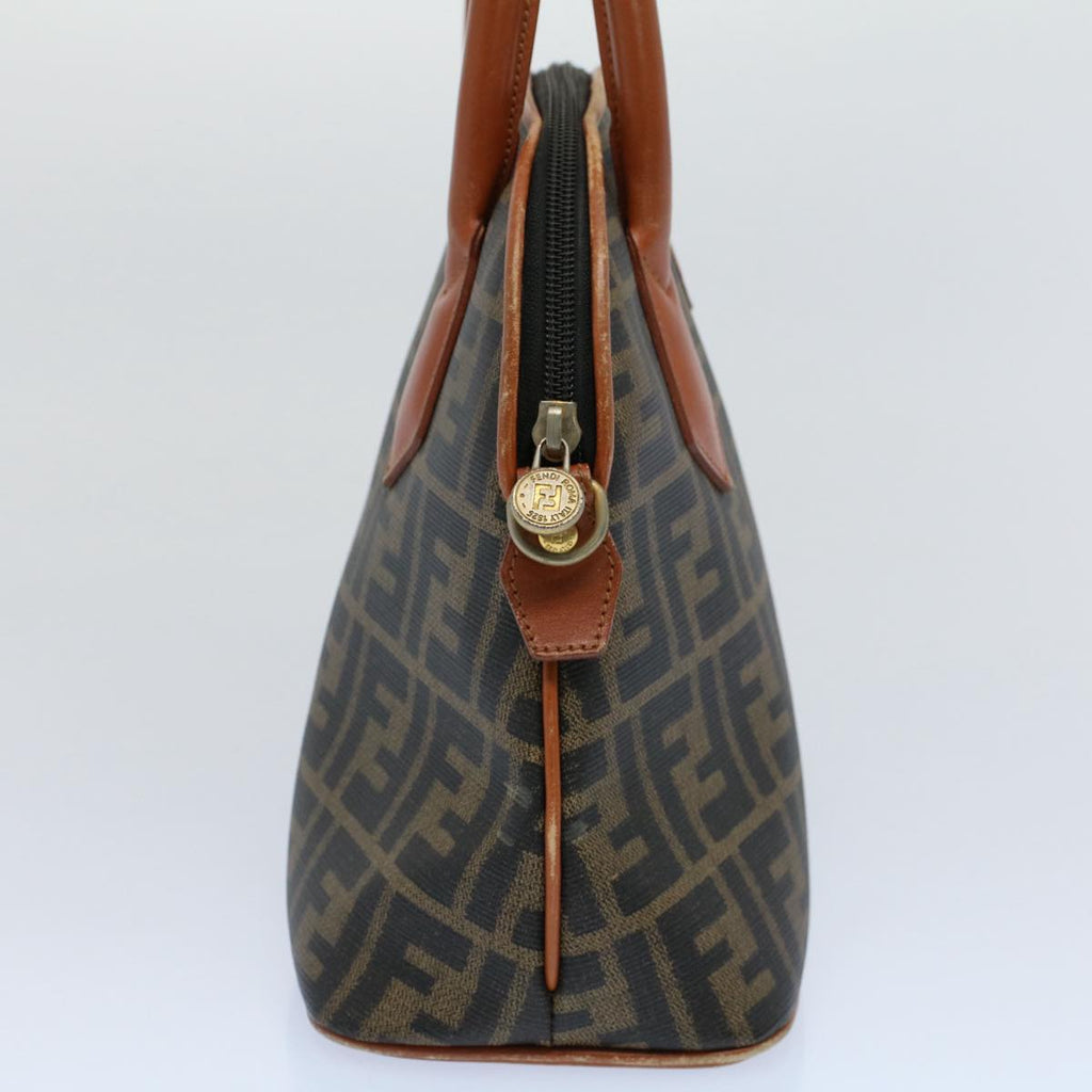 FENDI Zucca Canvas Hand Bag Black Brown 53345
