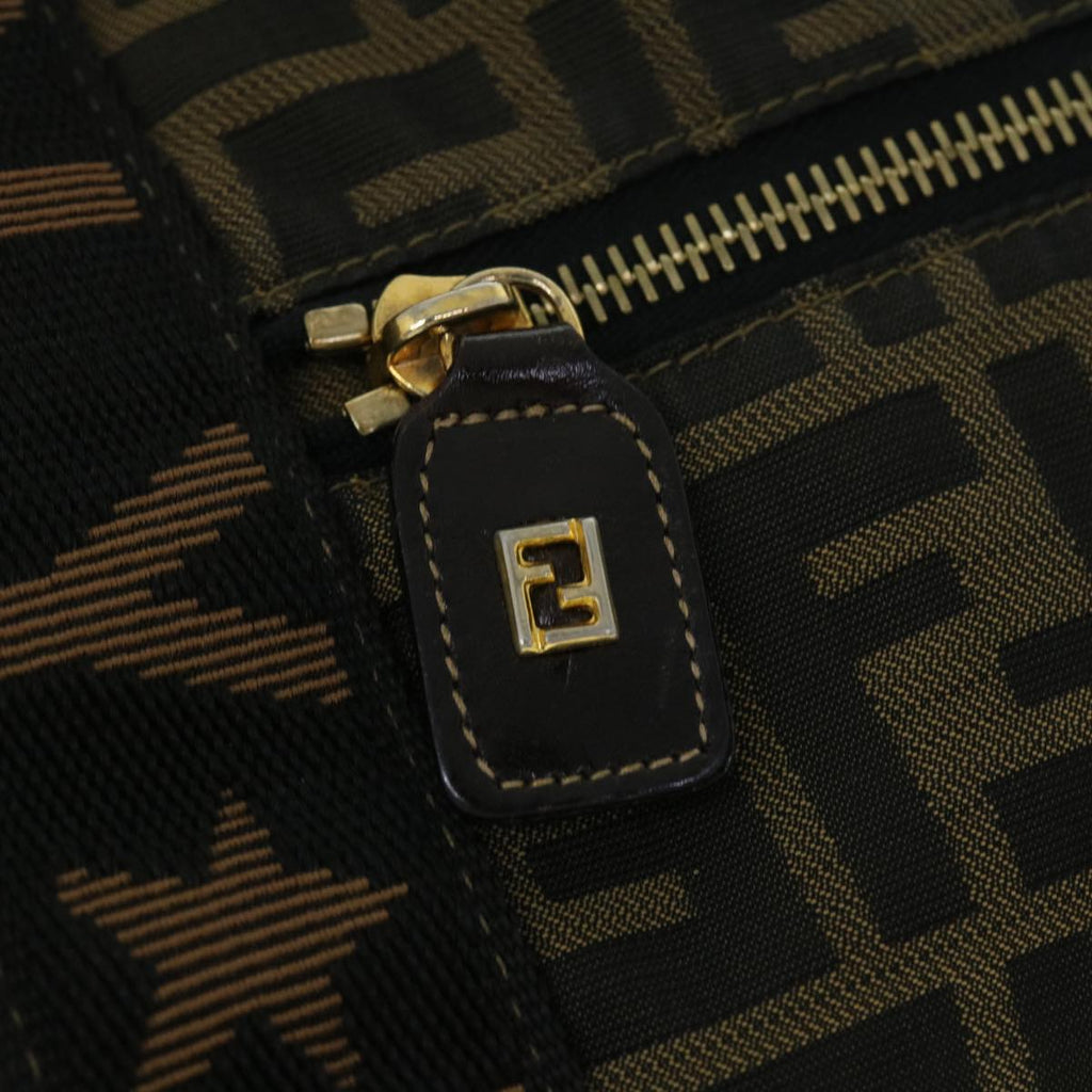 FENDI Zucca Canvas Boston Bag Black Brown 53373