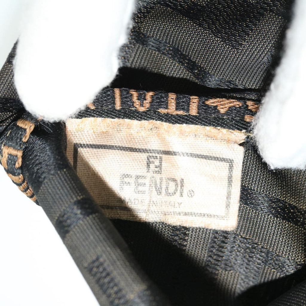 FENDI Zucca Canvas Boston Bag Black Brown 53373