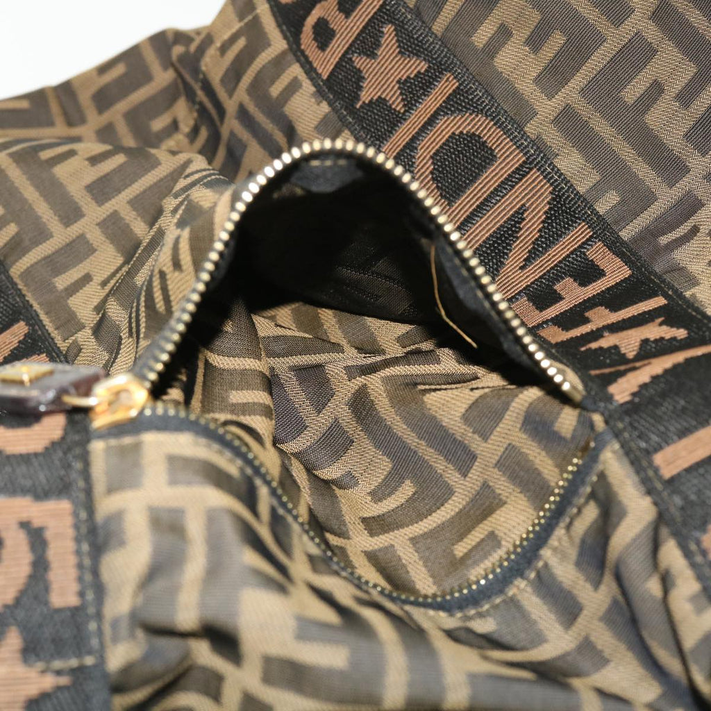 FENDI Zucca Canvas Boston Bag Black Brown 53373