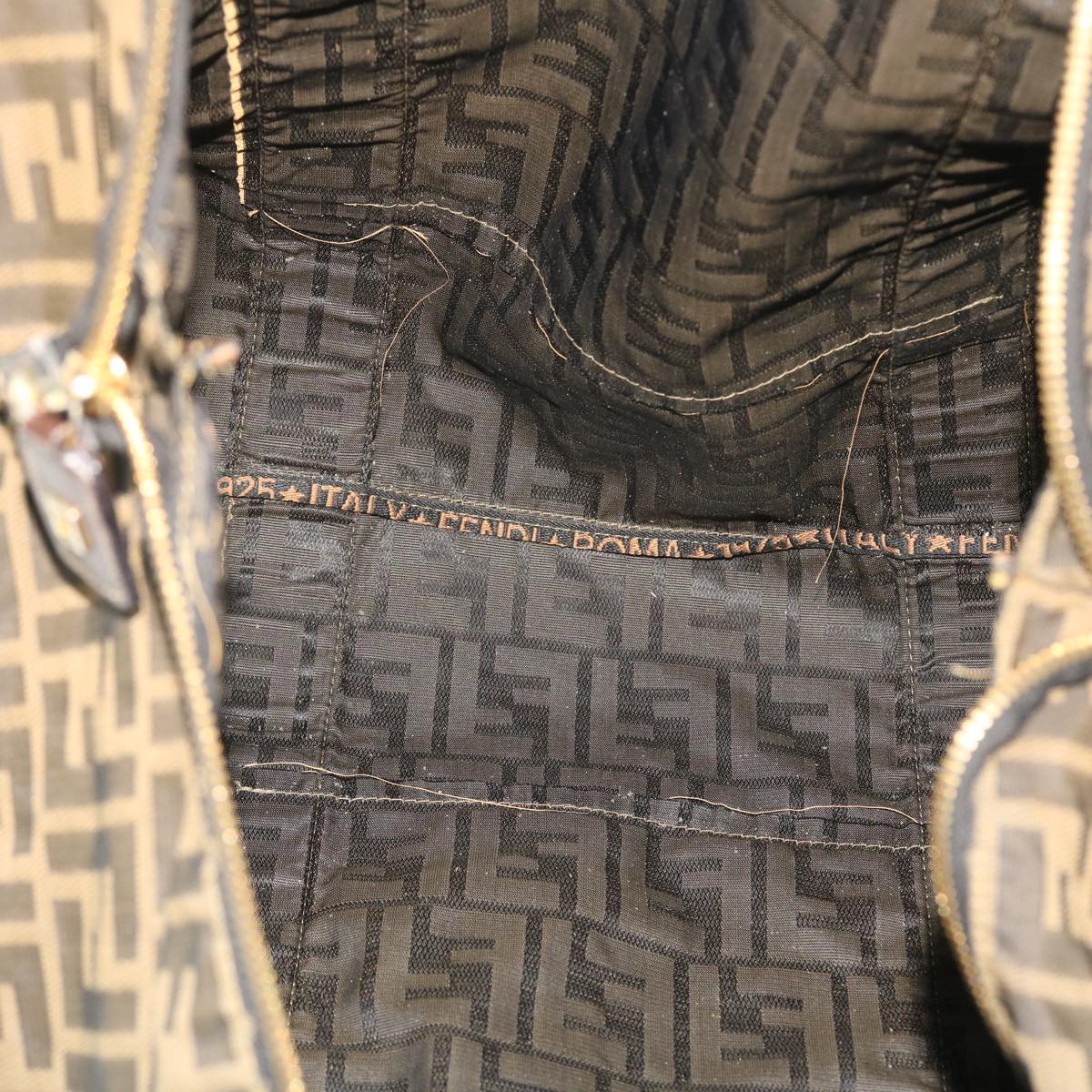 FENDI Zucca Canvas Boston Bag Black Brown 53373