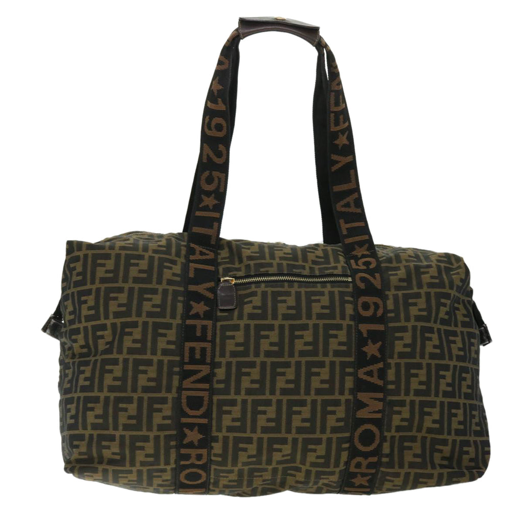 FENDI Zucca Canvas Boston Bag Black Brown 53373