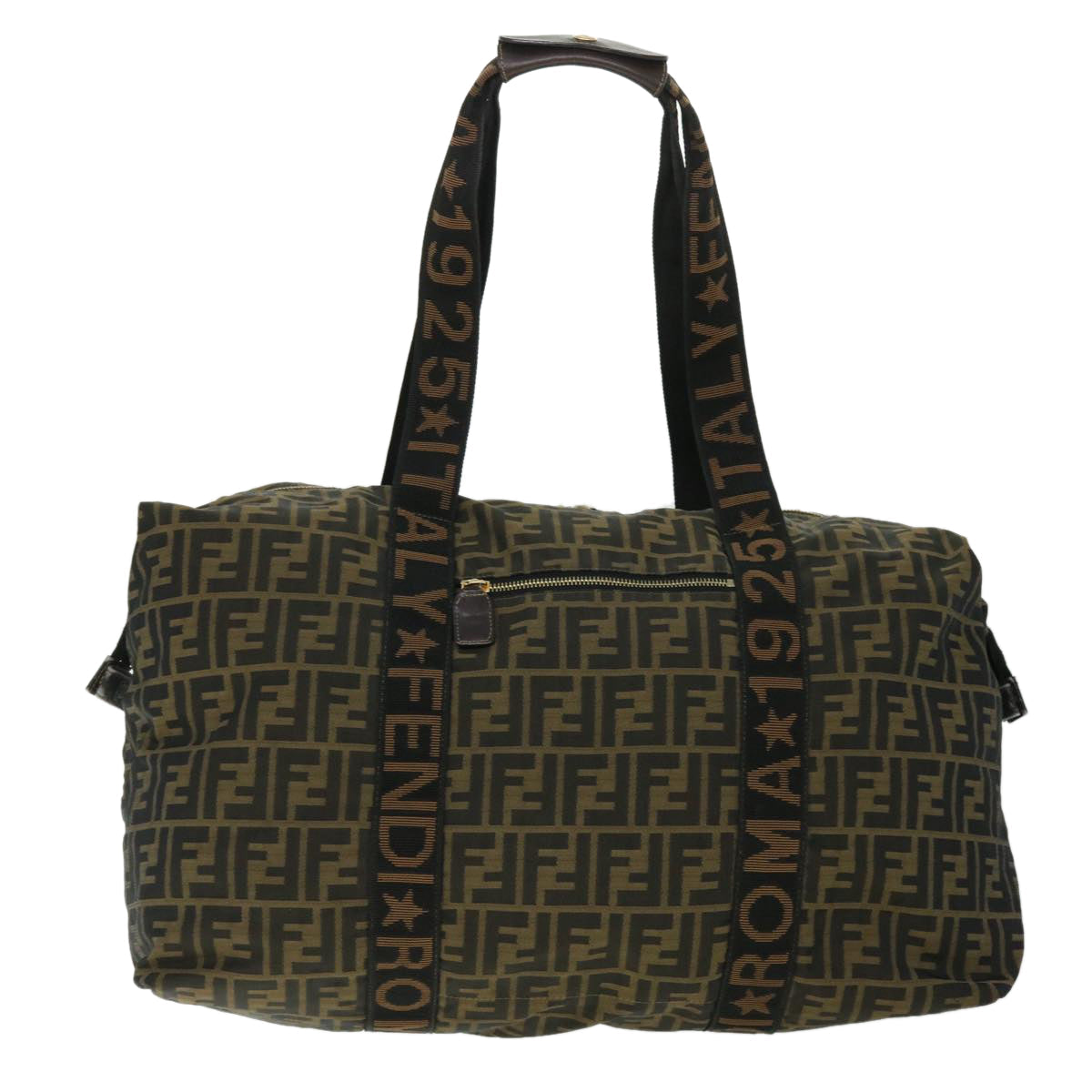 FENDI Zucca Canvas Boston Bag Black Brown 53373