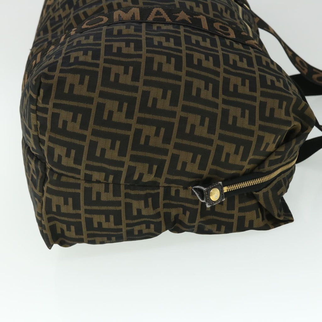 FENDI Zucca Canvas Boston Bag Black Brown 53373