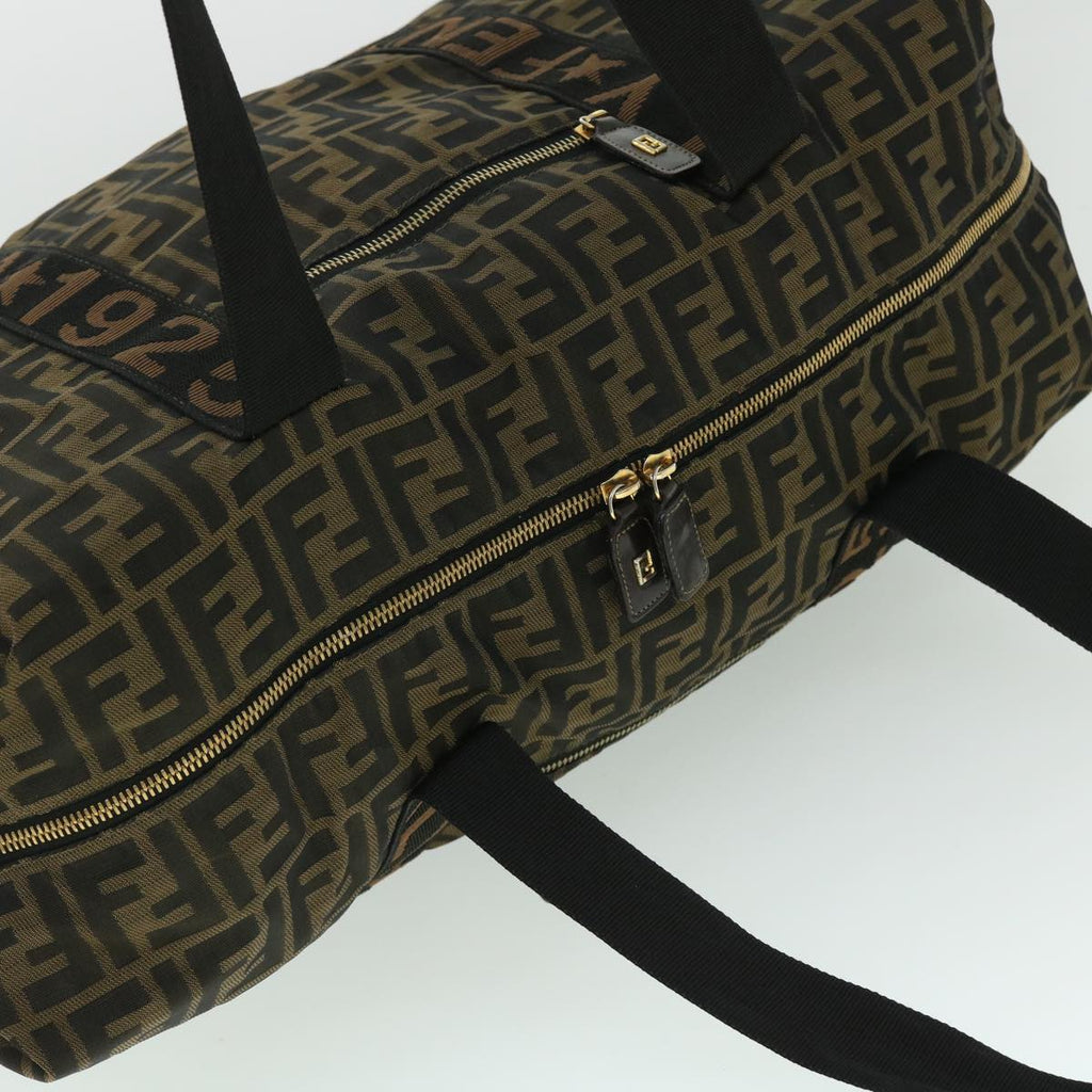 FENDI Zucca Canvas Boston Bag Black Brown 53373