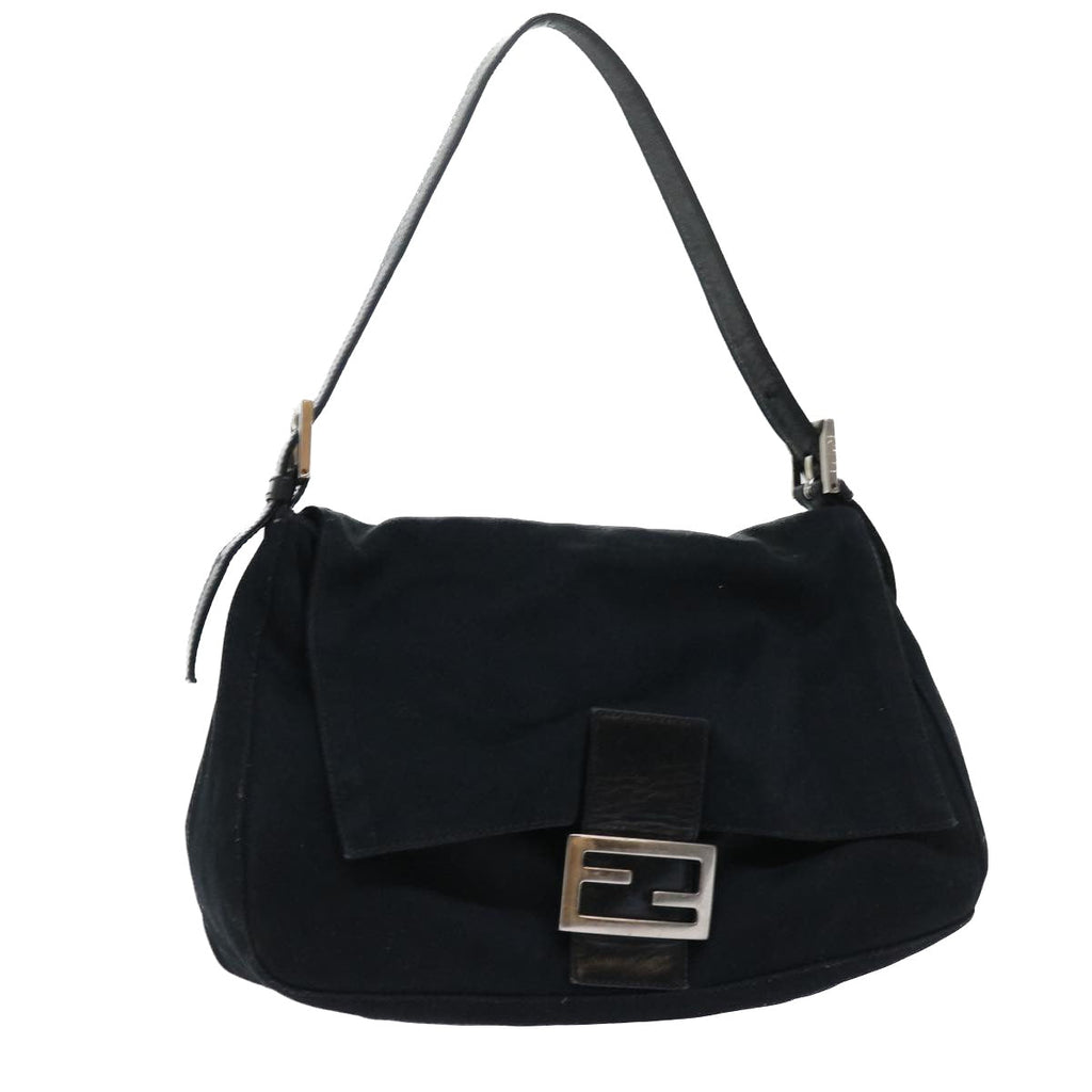 FENDI Mamma Baguette Shoulder Bag Nylon Black 53376