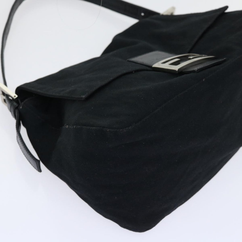 FENDI Mamma Baguette Shoulder Bag Nylon Black 53376