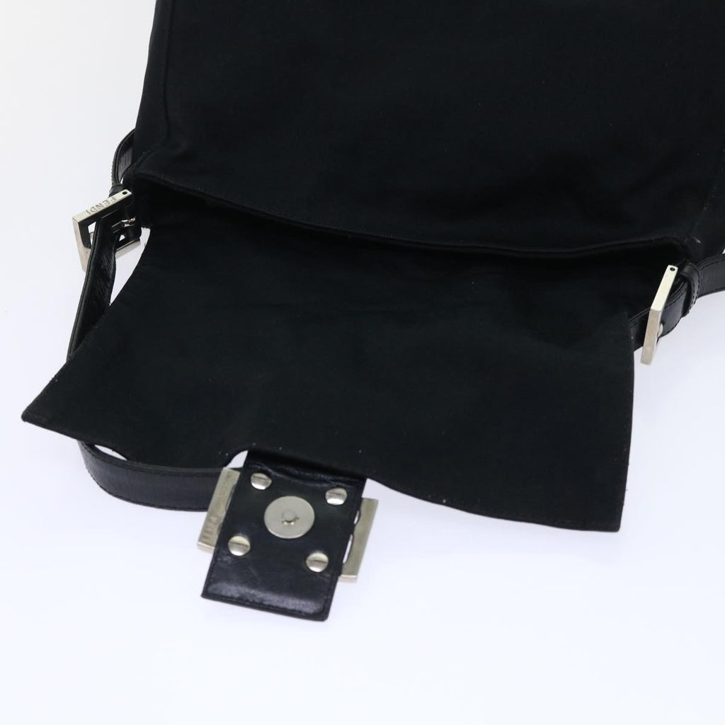 FENDI Mamma Baguette Shoulder Bag Nylon Black 53376