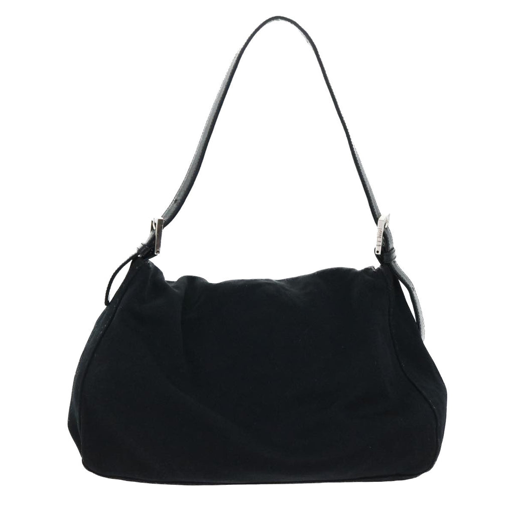 FENDI Mamma Baguette Shoulder Bag Nylon Black 53376