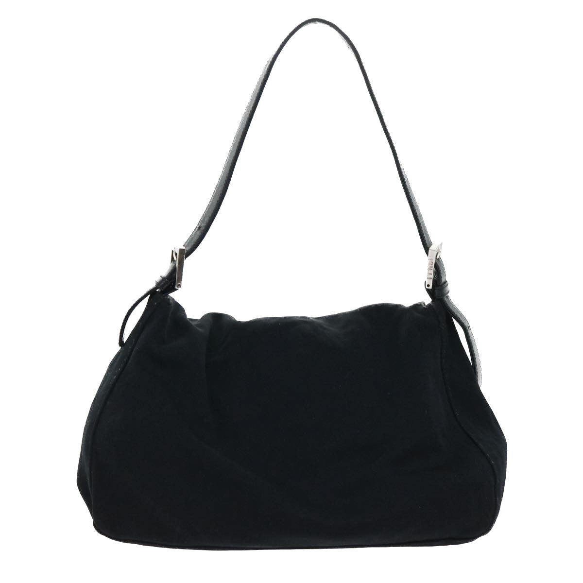 FENDI Mamma Baguette Shoulder Bag Nylon Black 53376