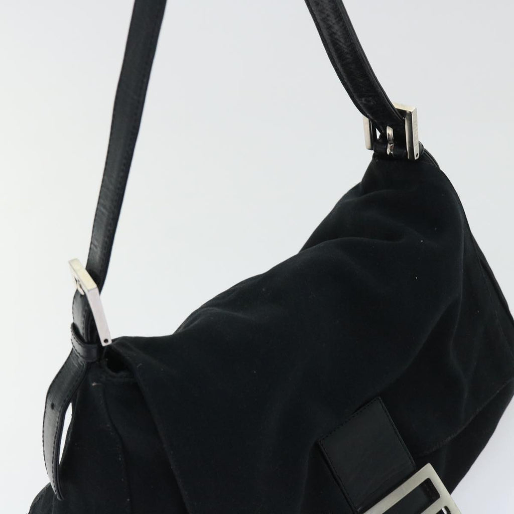 FENDI Mamma Baguette Shoulder Bag Nylon Black 53376