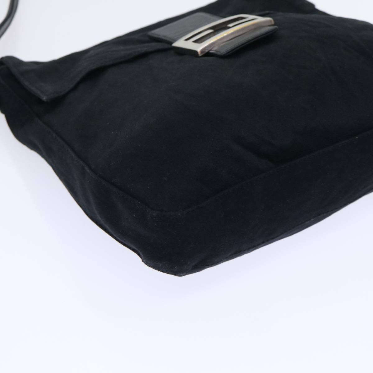 FENDI Mamma Baguette Shoulder Bag Nylon Black 53377