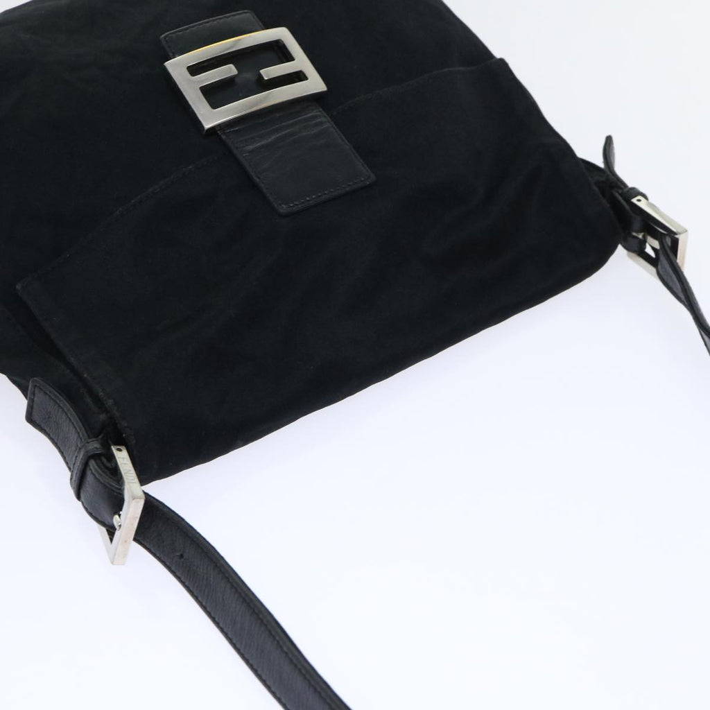 FENDI Mamma Baguette Shoulder Bag Nylon Black 53377