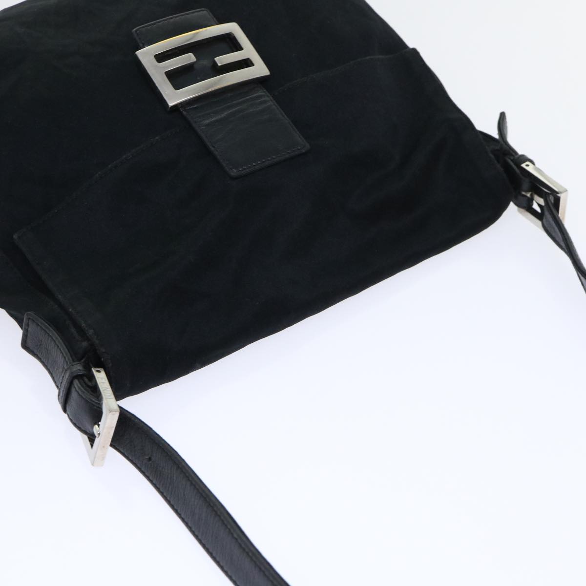 FENDI Mamma Baguette Shoulder Bag Nylon Black 53377