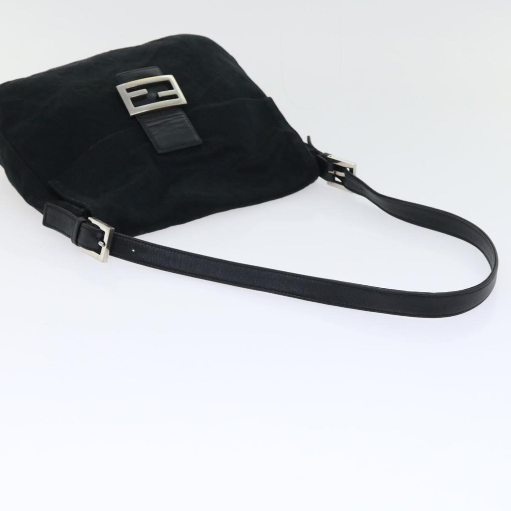 FENDI Mamma Baguette Shoulder Bag Nylon Black 53377