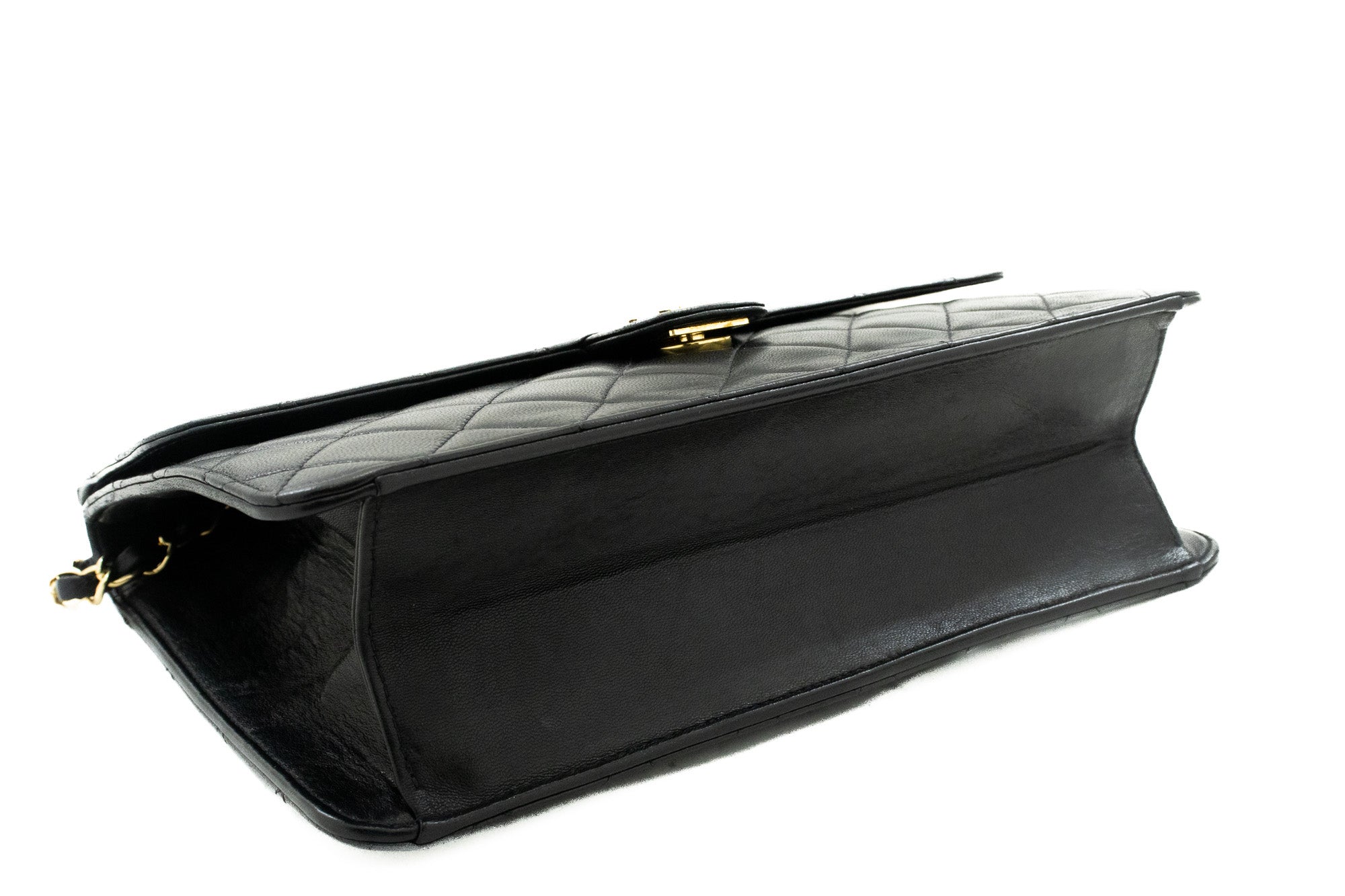 CHANEL Chain Shoulder Bag Clutch Black Quilted Flap Lambskin Purse k05